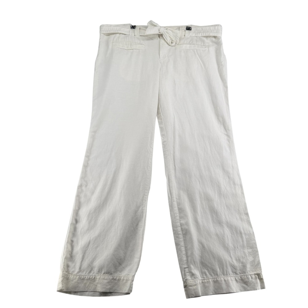 Converse One Star Wide Leg Linen Cotton Blend Pants Womens 14 Fit 3 White Beach